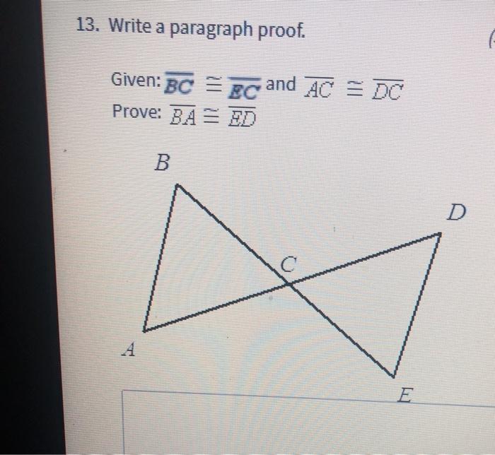 Read the proof given ab de prove abc edc